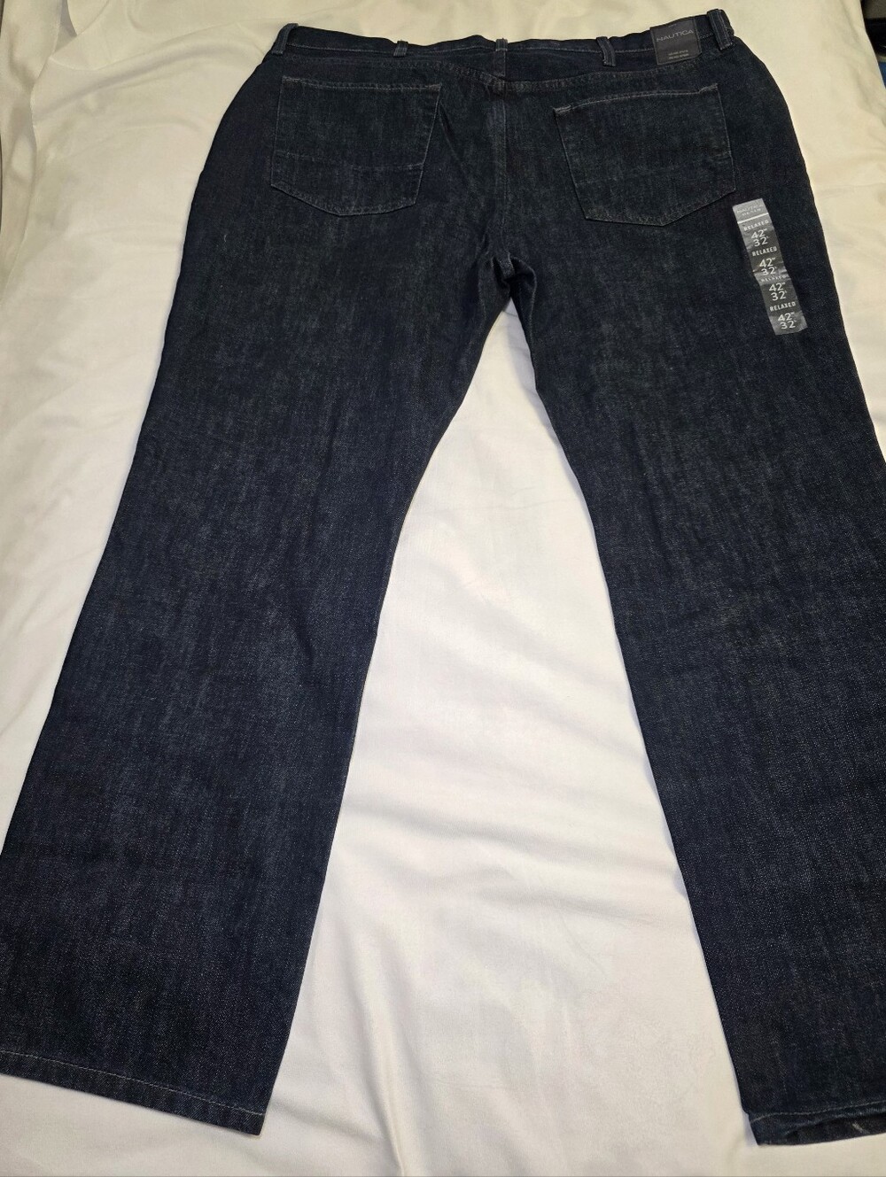Nautica Relaxed Fit Dark Blue Denim Jeans- Men's Big & Tall Size 42x32  NWT